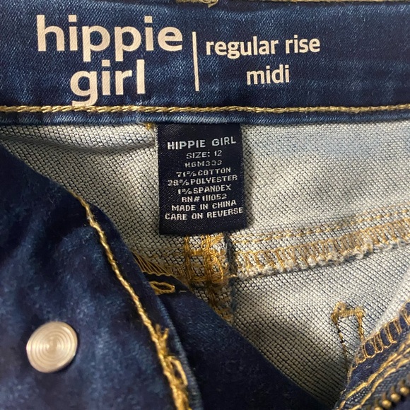 Hippie Girl Midi Jean Shorts Regular Rise Super Soft Stretch Adjustable Waist - Picture 8 of 10